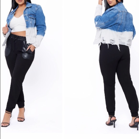🎉HP🎉Boom Boom Jeans Women’s Blenched-Dip Cropped Boyfriend Denim Jacket Blue - Picture 3 of 15